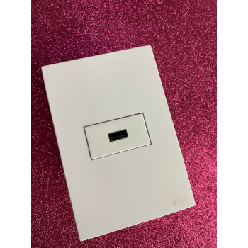 Conjunto USB 2.0A Horizontal 4x2 - RECTA BRANCO SATIN FOSCO